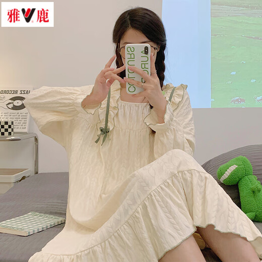 
Yalu Spring and Autumn 2025 new internet celebrity style pajamas for women, cute nightgowns for long-sleeved large-size pregnant women's home clothes can be worn outside 16857 M (recommended weight 80-100 Jin [Jin equals 0.5 kg])