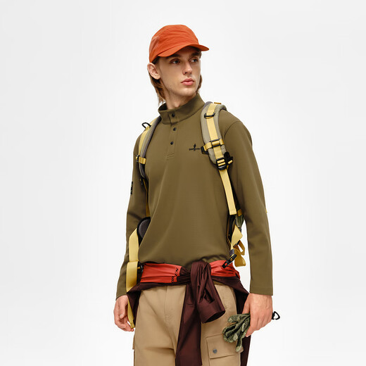 Biyinlefen Hu Yitian's same style 2025 new autumn men's fashionable sun protection foldable Henry collar long-sleeved T-shirt 34 Army Green L