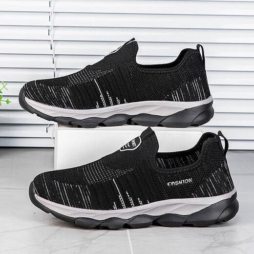 Women's walking shoes for middle-aged and elderly women, breathable, comfortable, non-slip, elderly shoes, soft and skin-friendly, fly-woven mesh travel hiking shoes, XE-9928 light gray 36