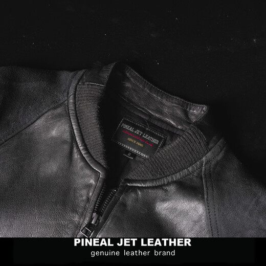 PJL Men's Trendy Men's Long Winter Fashion Retro Sheepskin Stand Collar Leather Jacket Leather Windbreaker Black S (160Jin Jin is equal to less than 0.5kg)