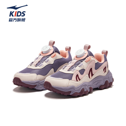 鸿星尔克（ERKE）童鞋男女童休闲鞋儿童中大童缓震保暖运动鞋神秘紫/雾粉/粉刷灰36