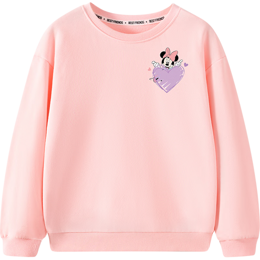 Disney baby迪士尼儿童卫衣男女童长袖上衣中小童装秋季百搭衣服 浅粉 140