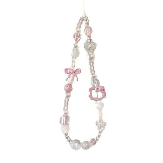 Original hand-made beaded mobile phone hanging chain lanyard cute child fun wrist short ccd camera chain hanging decoration cartoon Oriki Bear