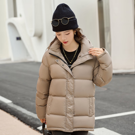 New style 90 goose down jacket short down jacket for women couple warm outdoor windproof waterproof thickened fashion ginger S