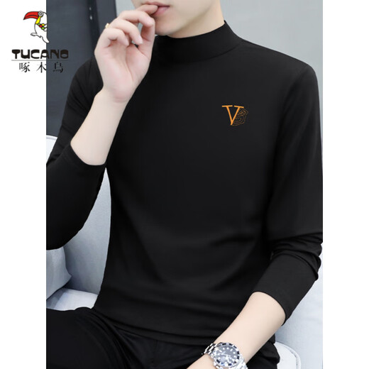 Woodpecker (Tucano) Automne et hiver Coton Pure Coton Halmi-Coltleneck Shirt pour hommes T-shirt à manches longues imprimées minces à manches longues Mentes de nou