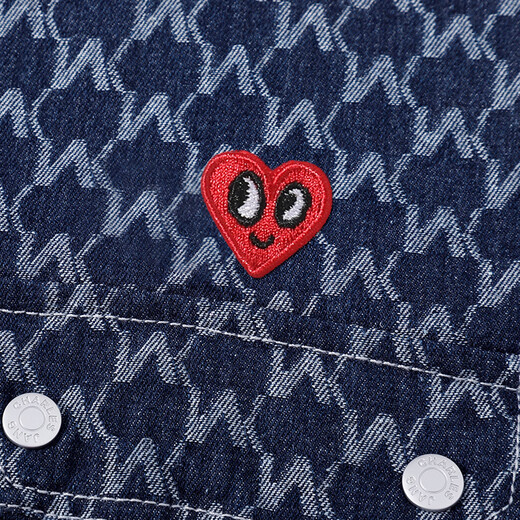 Charles Heart and Wang Churan's same style American retro all-over jacquard denim jacket men's hip-hop high street couple jacket L