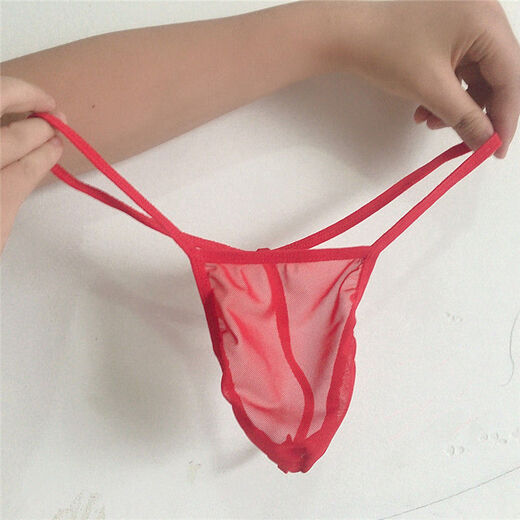 Half a piece of men's underwear, large elastic waistband, transparent mesh thong, T-pants briefs, 170 Jin Jin equals 0.5 kg, white single, one size fits all (170 Jin Jin equals 0.5 kg)