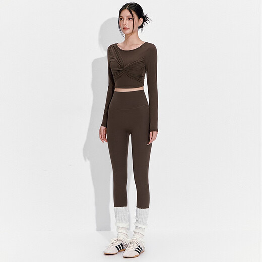 LULUUVTTOH2025 new style yoga wear with chest pad for women in fall, high-end Pilates training sports long-sleeved top, hazy pink, fixed chest pad M (recommended 100-110 Jin Jin equals 0.5 kg)