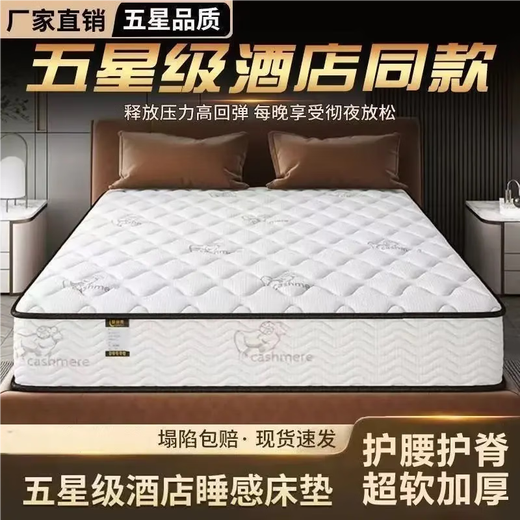 席梦思床垫家庭软硬两用独立弹簧床垫加厚20cm乳胶椰棕出租房床垫 希尔顿款丨E3高级房+臻享乳胶22cm厚】 1350mm*1900mm
