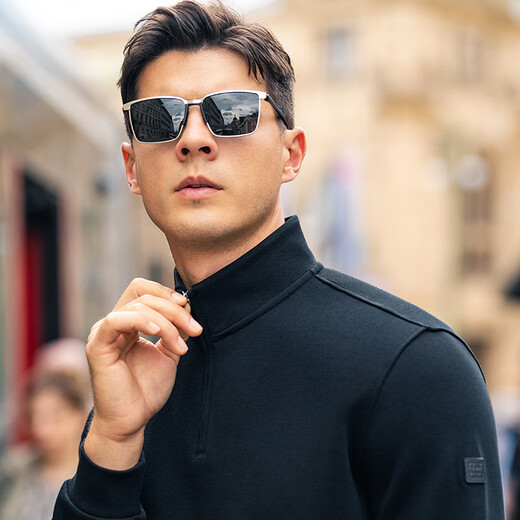 Mr. Bu half turtleneck zipper pullover thickened long-sleeved sweatshirt close-fitting and comfortable top Piano Black L (175)