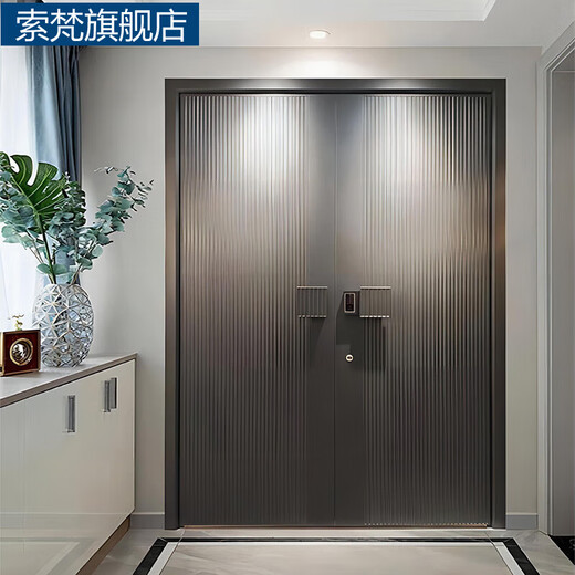 索梵轻奢别墅大门铸铝门对开门入户门农村自建房防盗子母双开四开定制 锌合金 定制