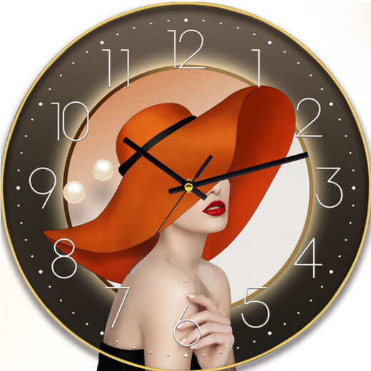 
BEYZK clock, wall clock, home internet celebrity living room watch new style wall clock, fashionable high-value, hole-free quartz clock 6636 deer 14-inch (35 cm) curved glass