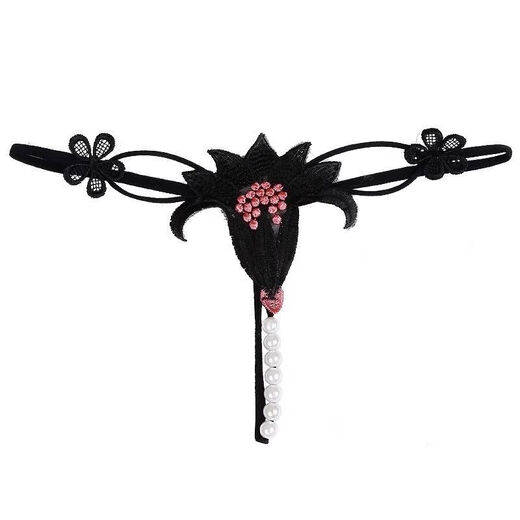 Sexy women's thong sexy underwear, large size transparent bead massage hot t-pants N2 rose red L120-140Jin Jin is equal to 0.5 kg