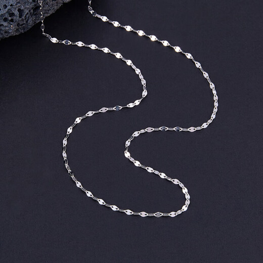 Beijing Gold Trading Center Co., Ltd. Platinum Sequin Lip Chain Necklace Tile Plain Chain About 2g