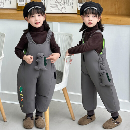 Pierre Cardin children's clothing children's down pants girls winter thickened baby overalls winter warm pants girls casual pants gray 90 size 1~2 years old 80-90cm