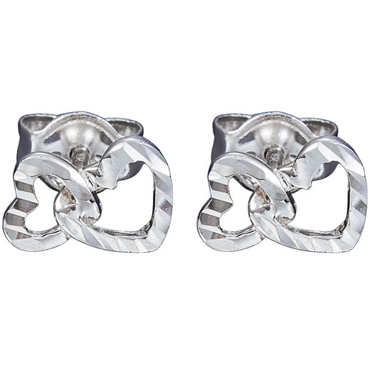 Beijing Gold Trading Center Co., Ltd. platinum earrings double-heart earrings as gifts for girlfriends, about 1.23g