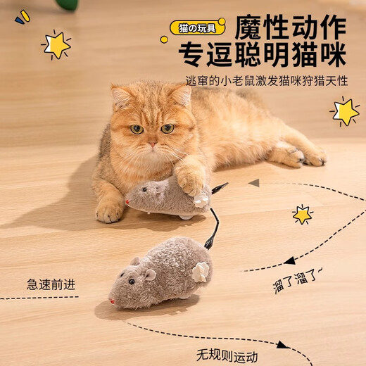 Giant crystal consumes pet energy cat toy wind-up mouse self-pleasure to relieve boredom amusing cat stick simulation mouse cat clockwork mouse brown clockwork mouse