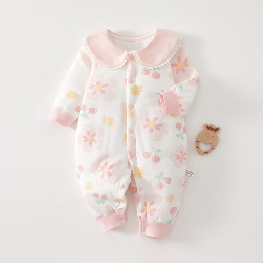 PurCotton 100% Cotton Era Shopping Mall Same Style 40g Baby Onesie Spring Autumn Winter Clothes Padded Warm Clothes for Girls Pink 59cm Recommended 5 to 12 Jin Jin is equal to about 0.5 kg