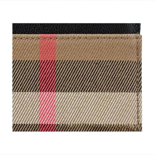 BURBERRY Burberry unisex black leather plaid card holder 80840331