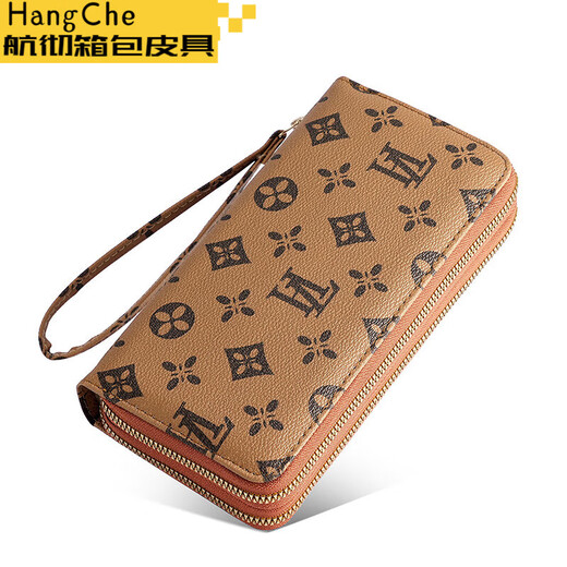 Ye Yu 2025 New Wallet Women's Mom Bag Groceries Ladies Clutch Multi-Slot Card Bag Double-Zip Mobile Phone Bag LH Double Zipper Coffee Color