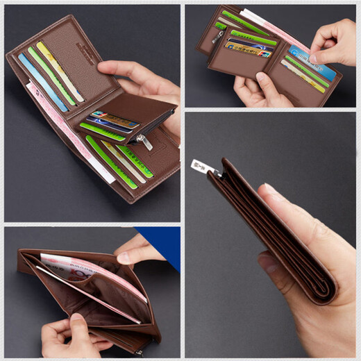 Old man's head men's wallet short business first-layer cowhide horizontal style two-fold coin purse ticket holder multi-card slot wallet Valentine's Day