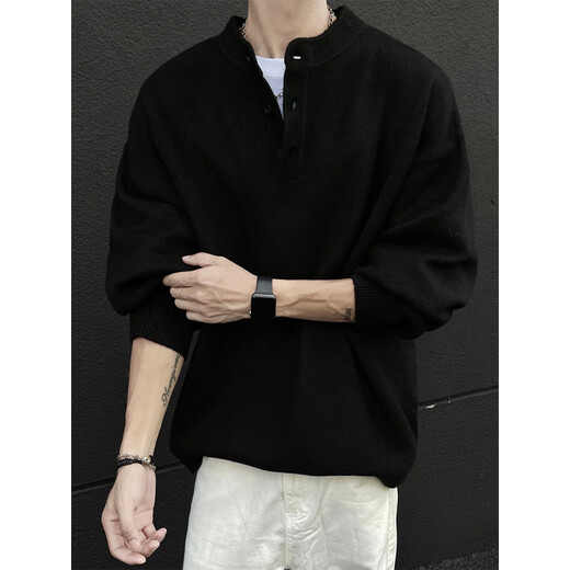 QGF American cleanfit Henry collar sweater men's autumn and winter trendy brand inner wear handsome long-sleeved bottoming sweater floral gray XL recommended 110-130Jin Jin equals 0.5 kg