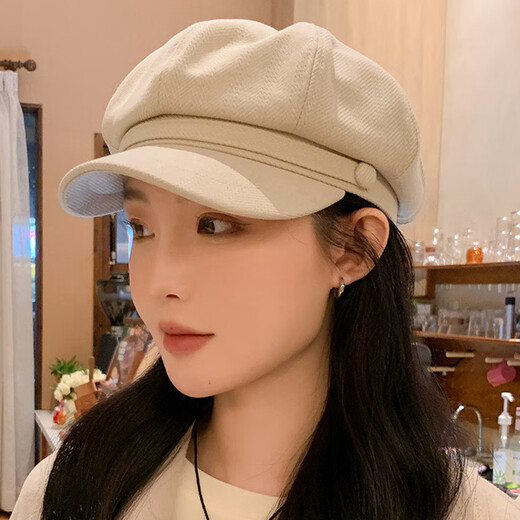XUEXIMAN hat for women, high-end duck bill octagonal hat, fashionable beret, versatile, face-showing, small, simple, adjustable newsboy hat