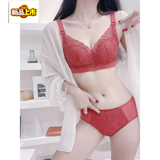 MIDNITE STAR adjustable underwear set, push-up, comfortable, auxiliary breasts, anti-sagging, non-magnetic, non-wireless, push-up bra, caramel set (underwear + underwear) 90A 40