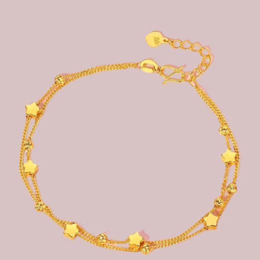 Qianjun 9999 gold heart-thumping sparkling bracelet for women, gold fashion bracelet, birthday gift for girlfriend, plated, 3.22g