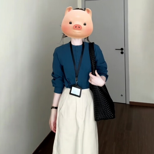 St. Paulme shirt dress 2025 autumn new high-end wear skirt women's petite two-piece suit skirt blue top + apricot skirt suit M