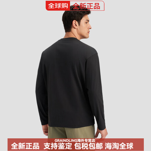 DESCENTE Essential series simple Henry collar quick-drying long-sleeved sports T-shirt sweater for men BK-BLACK L