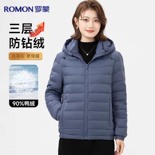 Luo Meng 90% duck down light down jacket for women winter middle-aged short hooded autumn down student warm mother jacket