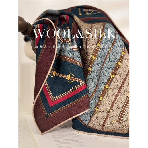 Seide und Wolle gemischt Retro Steigbügel Leder Square Schal für Frauen im Frühjahr und Sommer High-End Light Luxury Seidenschal CSQY Spaziergänge durch London Seidenschal JD [Mulberry Seidenwolle] Spaziergänge durch den Londoner Retro-Schal [65*65 cm] begrenzte Zeit plus exquisites Schal-Geschenkbox