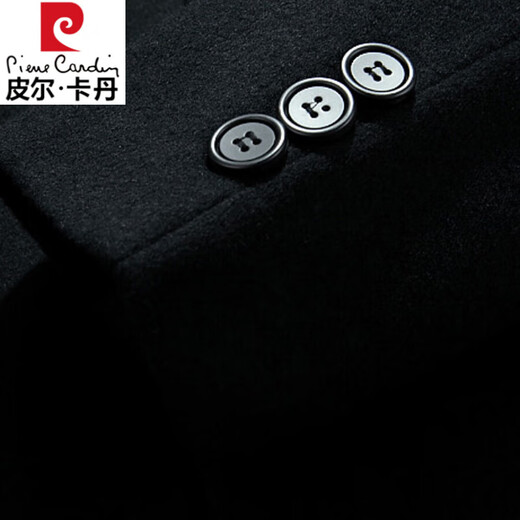 Pierre Cardin Genuine Men's Cashmere Jacket Men's Middle-aged and Elderly Dad's Autumn and Winter Thick Woolen Woolen Business Jacket Men's Black Short Button L 175 Recommended 135-145 Jin Jin equals 0.5 kg