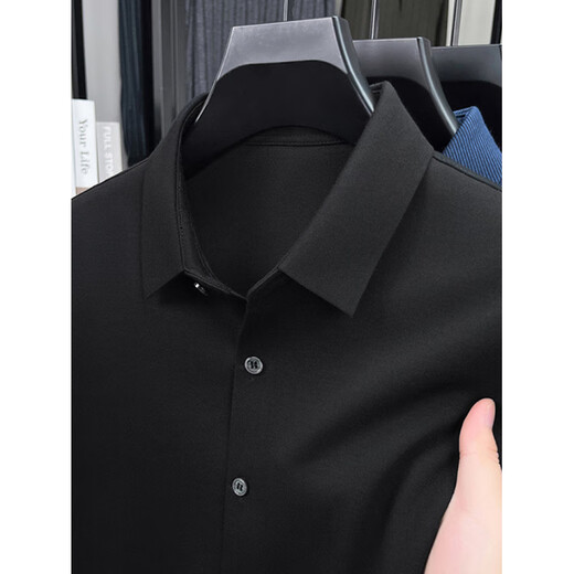 GY Yager Men's Long Sleeve Wool Shirt 2025 Spring and Autumn Business and Casual Ironing Shirt Style Six G15833 Purple Red S 165/80A