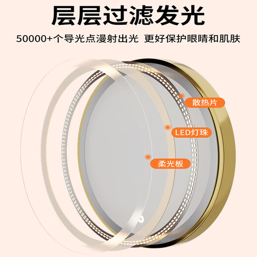 Large makeup mirror with light desktop LED lamp desktop home student dormitory ins bedroom three-color fill-in light dressing table round mirror Valentine's Day gift for girlfriend Elegant white 40cm without light