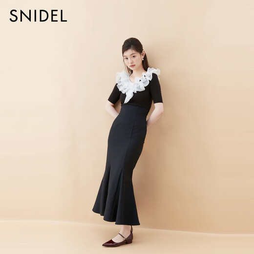 Snidel2025 Herbst und Winter Neues Produkt elegantes und vielseitiges hoher Taille Slim Back Squat Fish Heckrock SWFS254127 Schwarz S (0)