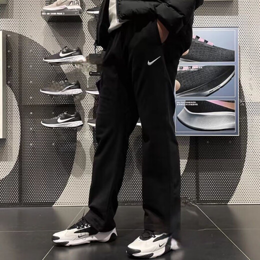 NBA VIBE autumn and winter new embroidered sports trousers casual sports pants for men and women flat loose straight spring and autumn sweatpants trend Nike-spring and autumn black black line embroidery 2XL Nike-2XL