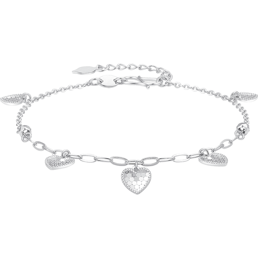 Jin Zhifu Love Platinum Bracelet Women's Crushed Ice PT950 Platinum Women's Chain for Wife, Girlfriend's Birthday, Mid-Autumn Festival Gift, About 3.95 Grams (More Refund, Less Replenishment)