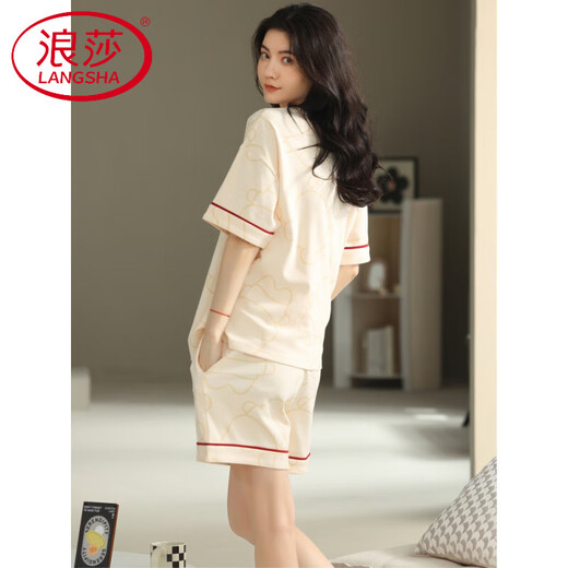 Pyjamas haut de gamme Langsha pour femmes en été en coton pur shorts shorts doux coton mince coton coasetté étudiant à la maison ensemble yx7512 9856 m [Recommandé 80-100jin [Jin est égal à 0,5 kg] usure]