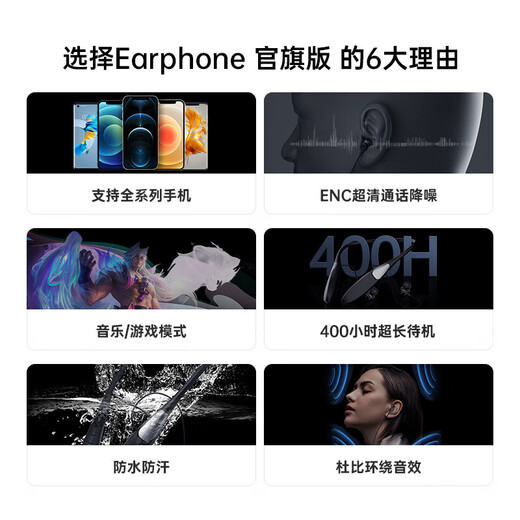 Viken 2025 New Voice of Berlin Noise Canceling Bluetooth Headset Hanging Neck-Hook In-Ear Wireless Sports High Power Waterproof Sweat High Quality Suitable for Apple and Xiaomi Wired Super Large Power | 400h Long Battery Life Dual Mode | Call Noise Canceling Headphones