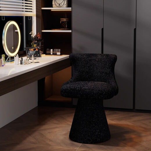 CALVERT light luxury makeup stool girls bedroom high-end dressing table chair cloakroom rotatable Internet celebrity Italian back chair black_360 rotation skin-friendly velvet