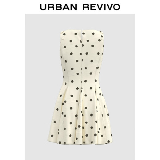 Ur Valentine's Valentine's 2025 Autumn New Women's Retro Polka Polka Polka Vestido de cintura sin mangas Uyl750120 Beige White Print S