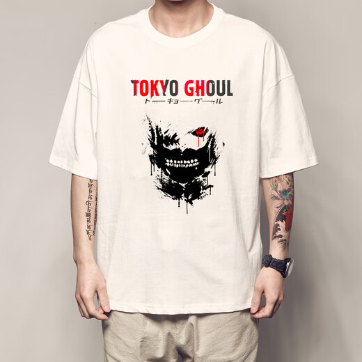 Tokyo Ghoul T-Shirt Tokyo Ghoul Ken Kurzärärmig Suzuyashi Kleidung Dongka Peripheriegröße Diagramm ist quasi-schwarz 2691 kirishima dongka xs Größe Chart ist quasi-schwarz (75-95jin [Jin gleich 0,5 kg])