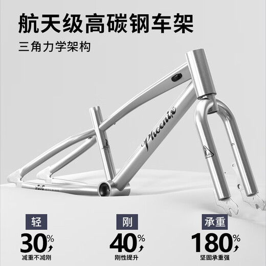 Phoenix children's bicycle mountain bike for little girls and boys 3-6-8-10-12-15 years old, super light with auxiliary wheels *Recommended high configuration - spoked wheels, titanium silver + gift pack 18 inches with auxiliary wheels + foot support