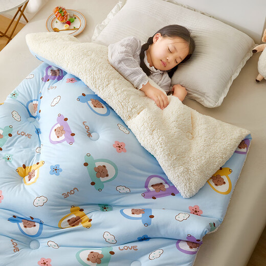Children's Quilt Autumn and Winter Thick Blanket Baby Kindergarten Nap Quilt Newborn Baby Blanket Cover Animal Paradise Lamb Velvet Blanket Quilt 120cm*150cm Three-layer Quilt