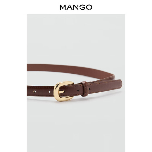 MANGO women's belt 2026 spring new style brown retro oval buckle versatile leather belt brown 85cm
