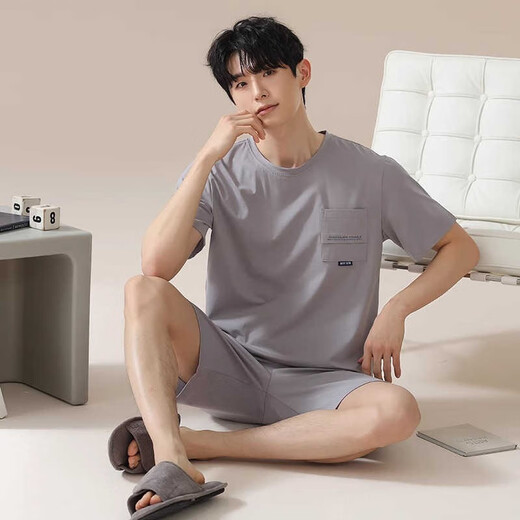 
LangSha Cotton Pajamas Men's Spring and Summer 2025 New High-end Loose Comfort Soft Home Suit Set 16790 L