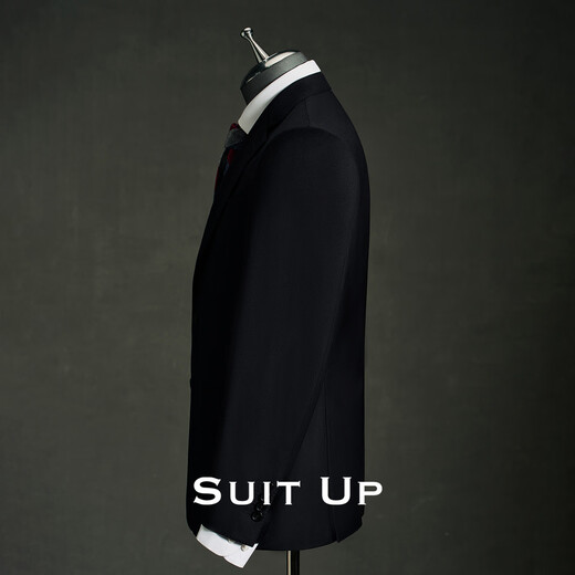 Hueta 100% wool suit men's suit groom wedding engagement formal dress high-end business casual professional suit black single suit jacket M 46A