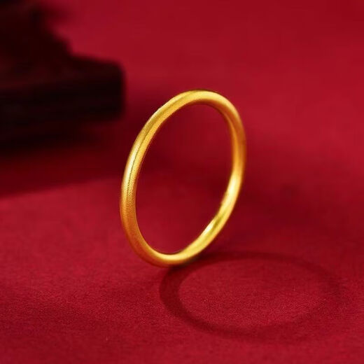 Chuhuang Sansheng III glossy gold plain ring solid gold covered with silver pair ring frosted ring couple ring birthday gift glossy plain ring full body 1g gold-filled 0.2g national code No. 16